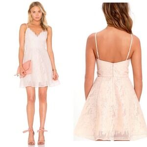 Keepsake New Sundream Mini Lace Champagne Pink Dress Small Women's